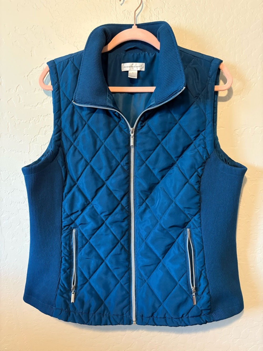 Quilted Blue Sleeveless Vest - Christopher & Banks XL